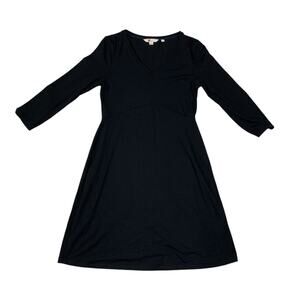 Boden womens size 6 long small basic jersey Black V-Neck Dress 3/4 sleeve casual